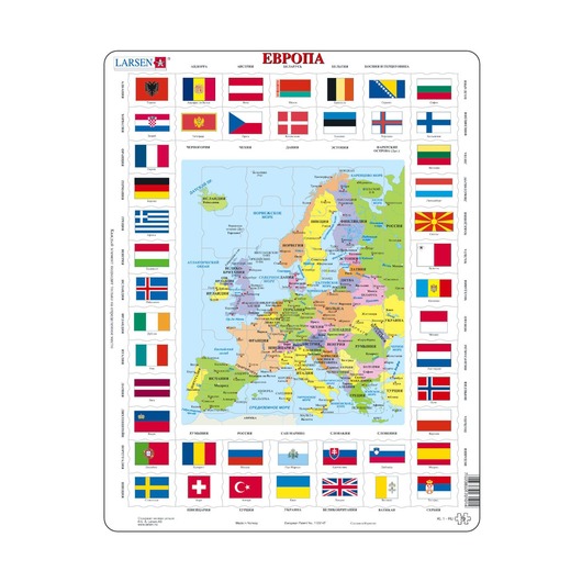 Пазл Карты и флаги Европы (русский), 70 деталей